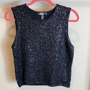 Laundry By Shelli Segal sequins beaded sleeveless top L